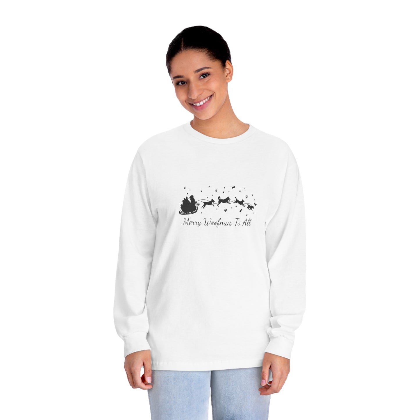 Christmas Dog Sleigh Unisex Long Sleeve Tee