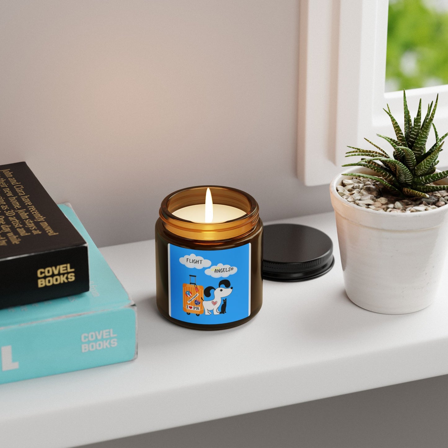 Flight Angels Soy Candle — Amber Jar Travel Dog Design