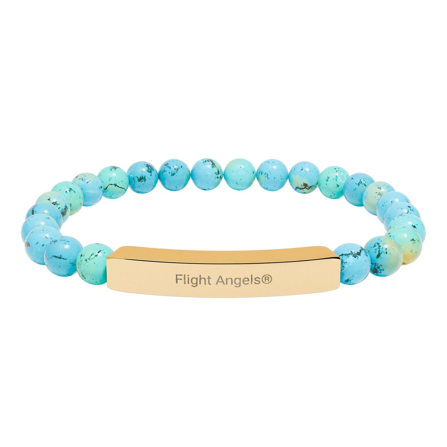 Engravable Natural Stone Bead Bracelet — Personalized Bar Stretch Bracelet