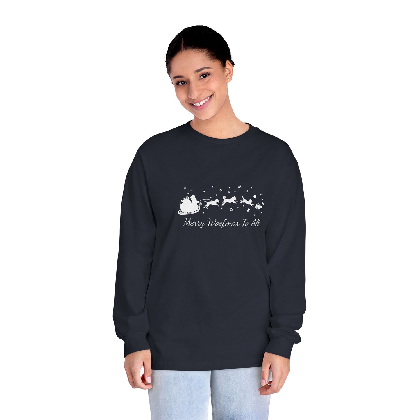 Christmas Dog Sleigh Unisex Long Sleeve Tee
