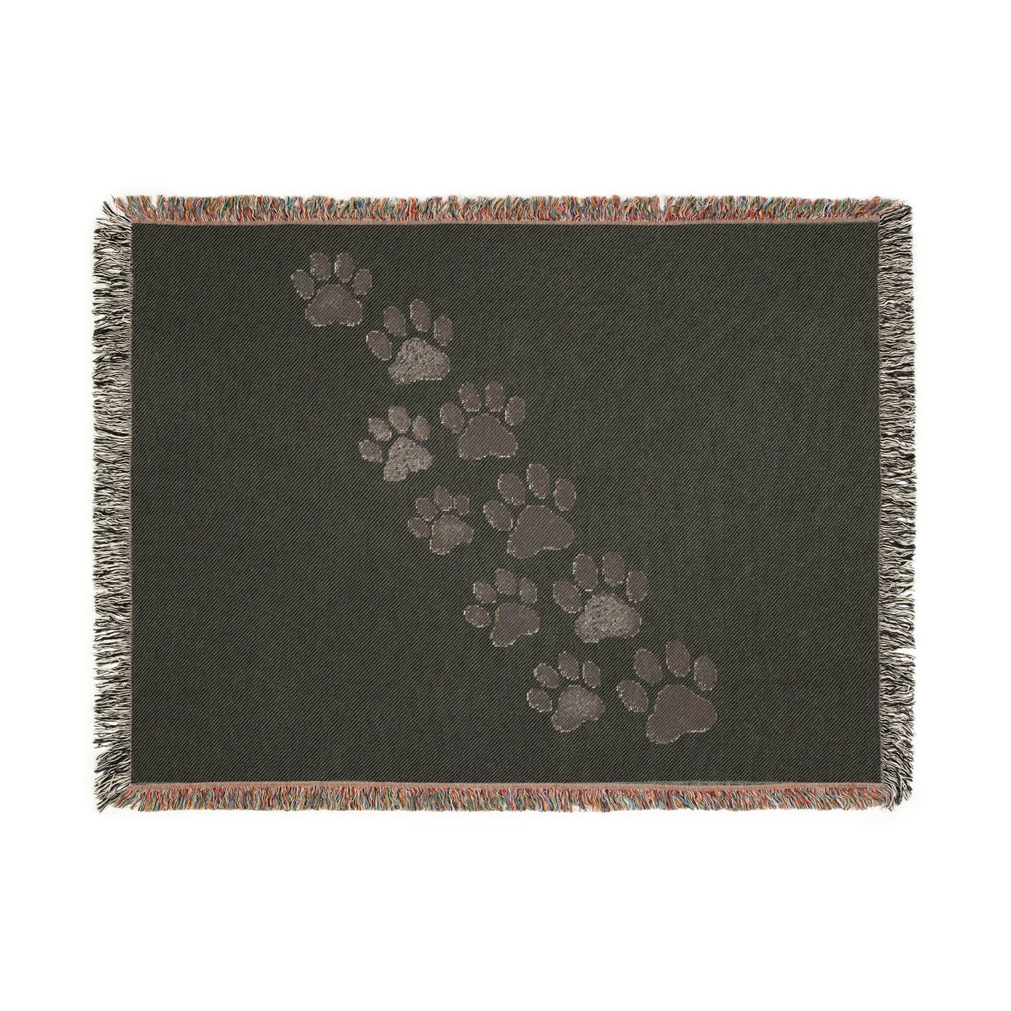 Paw Print Woven Blanket – Cozy Pet Paw Track Throw for Dog & Cat Lovers
