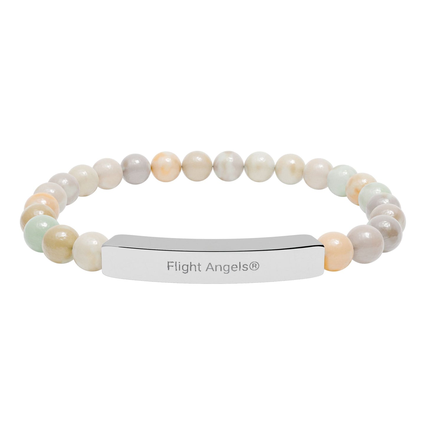 Engravable Natural Stone Bead Bracelet — Personalized Bar Stretch Bracelet