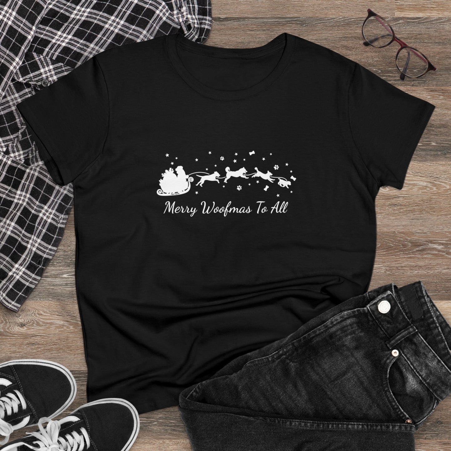 Christmas Dog Sleigh Women's Tee