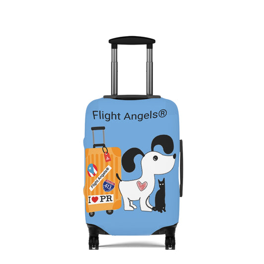 Whimsical Dog Luggage Cover | Travel Accessories for Pet Lovers | "Let's Fly Away" Design | Flight Angels Luggage Cover