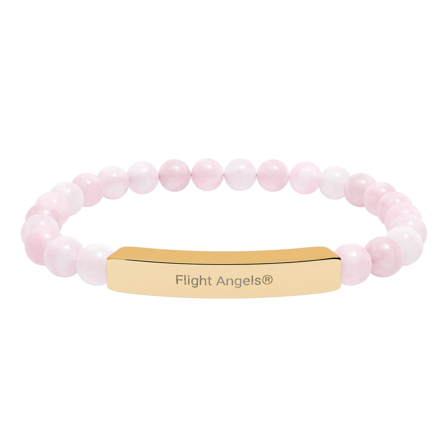 Engravable Natural Stone Bead Bracelet — Personalized Bar Stretch Bracelet