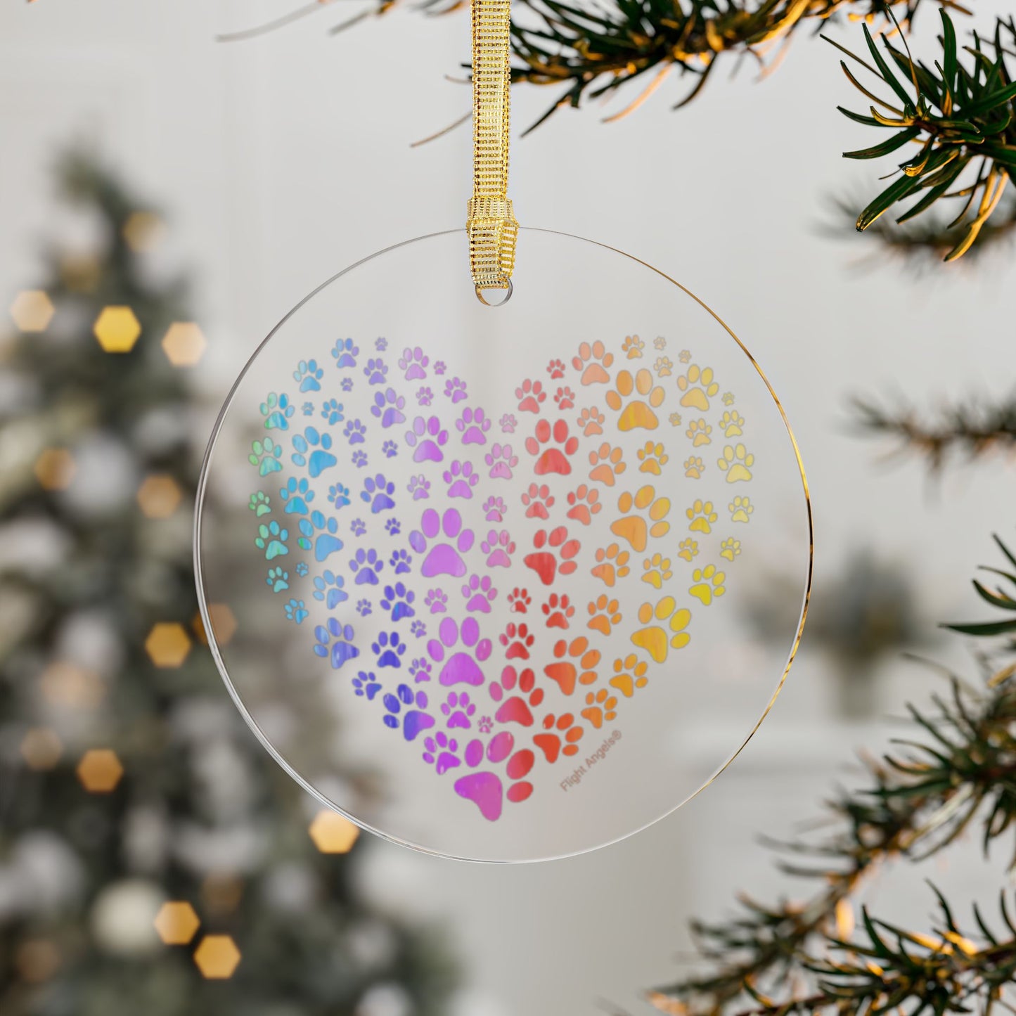 Paw Heart Clear Acrylic Ornament