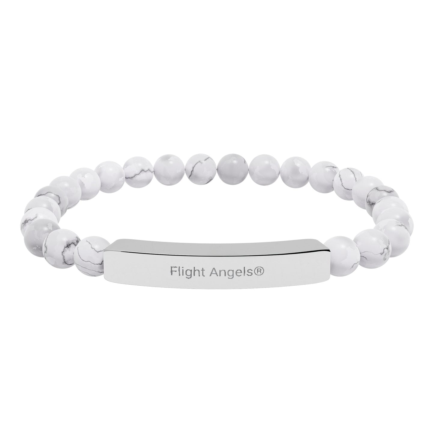 Engravable Natural Stone Bead Bracelet — Personalized Bar Stretch Bracelet