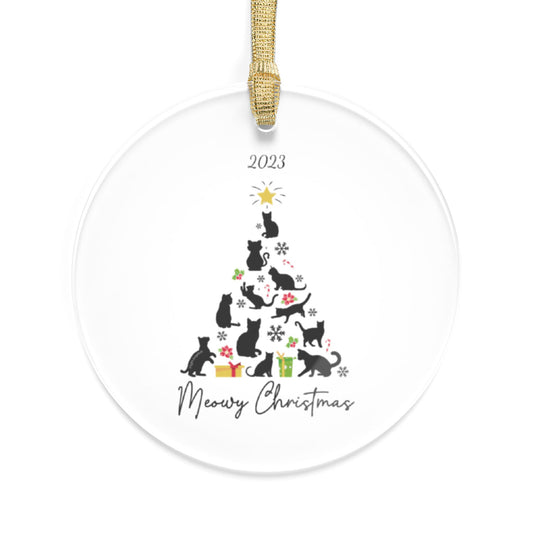 Meowy Christmas 2023 Clear Acrylic Ornament