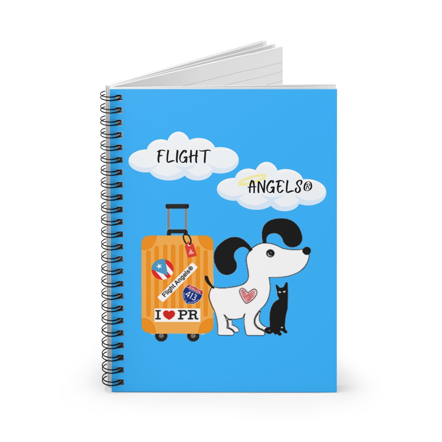 Flight Angels Travel Notebook — Cute Dog & Cat Luggage Spiral Journal (I  PR)
