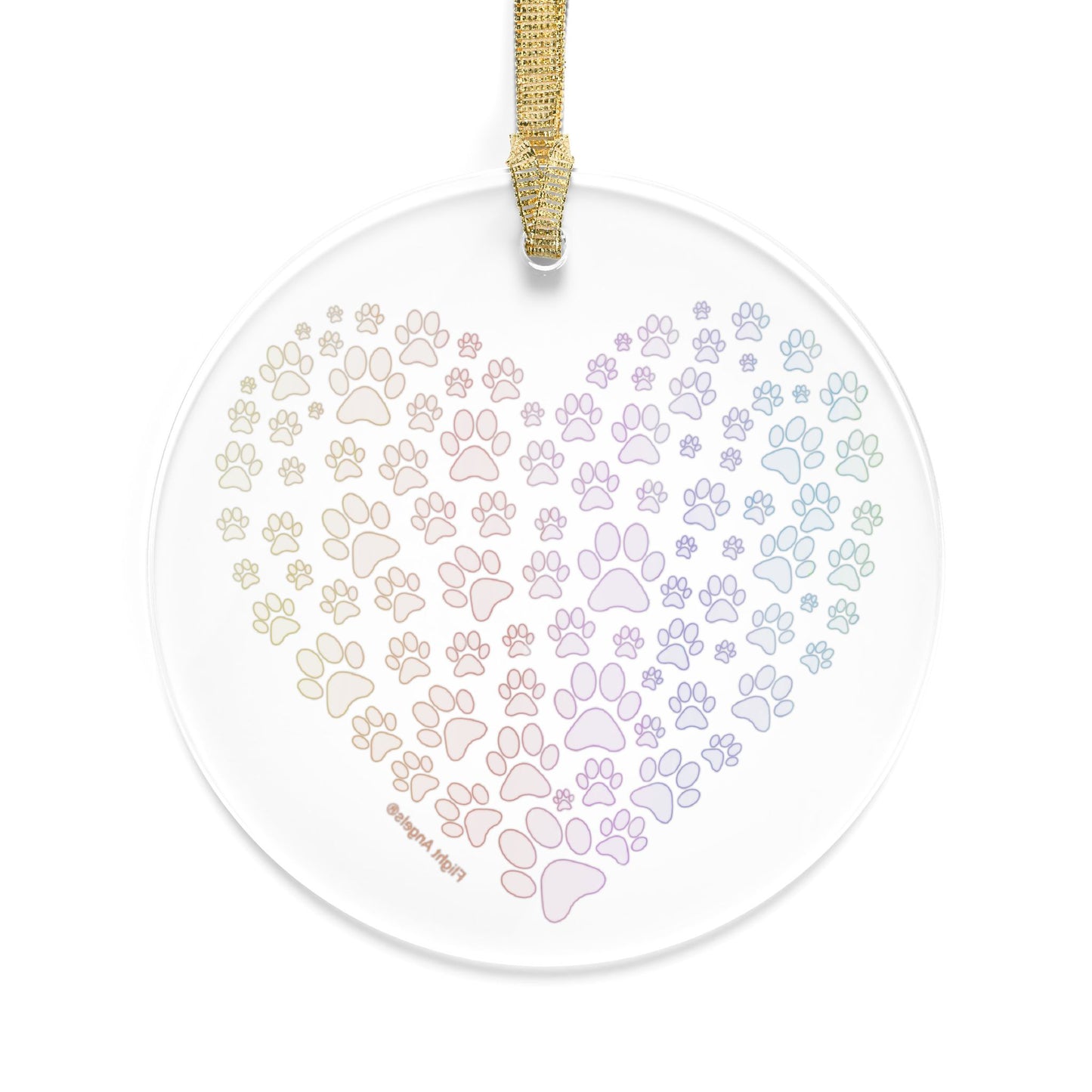 Paw Heart Clear Acrylic Ornament