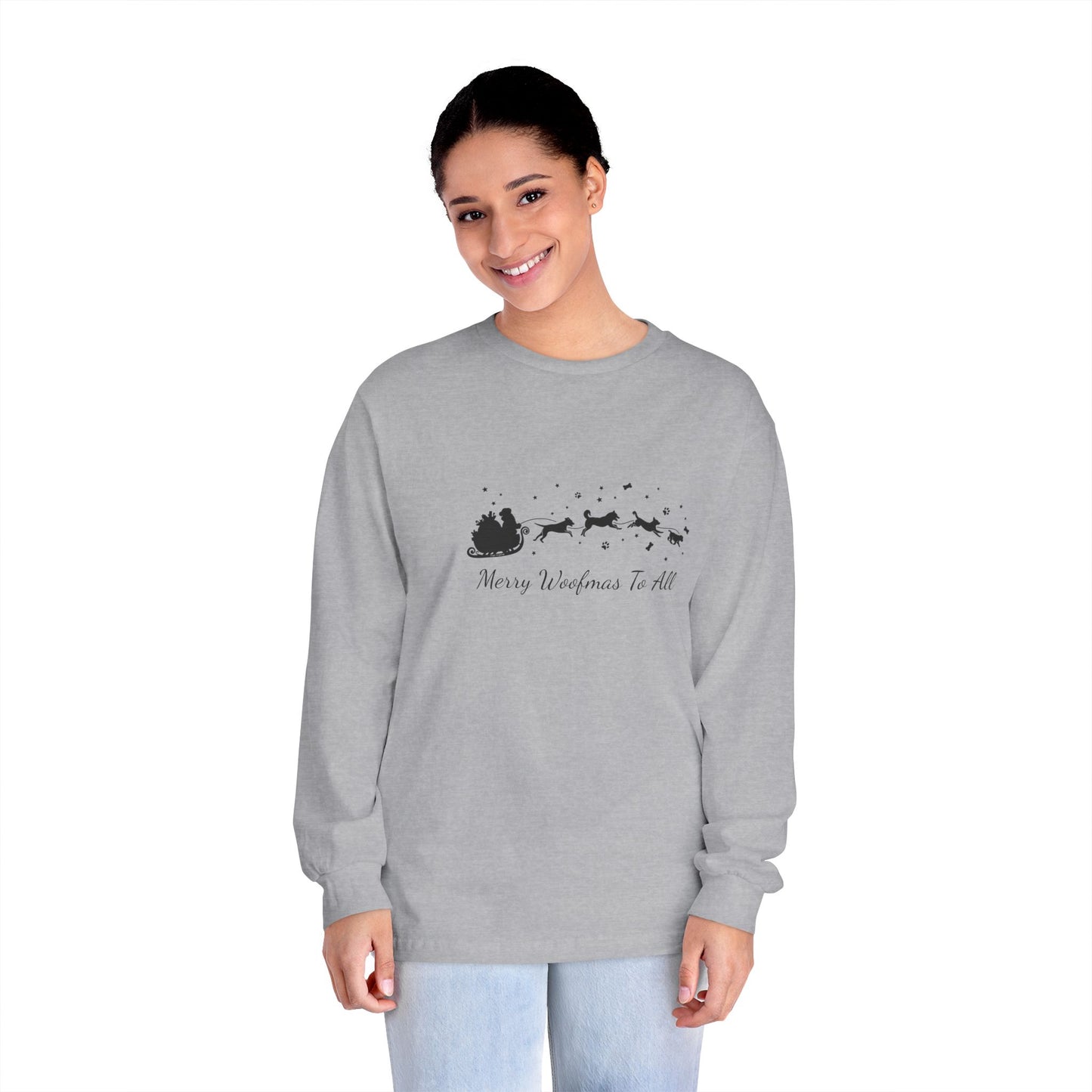 Christmas Dog Sleigh Unisex Long Sleeve Tee