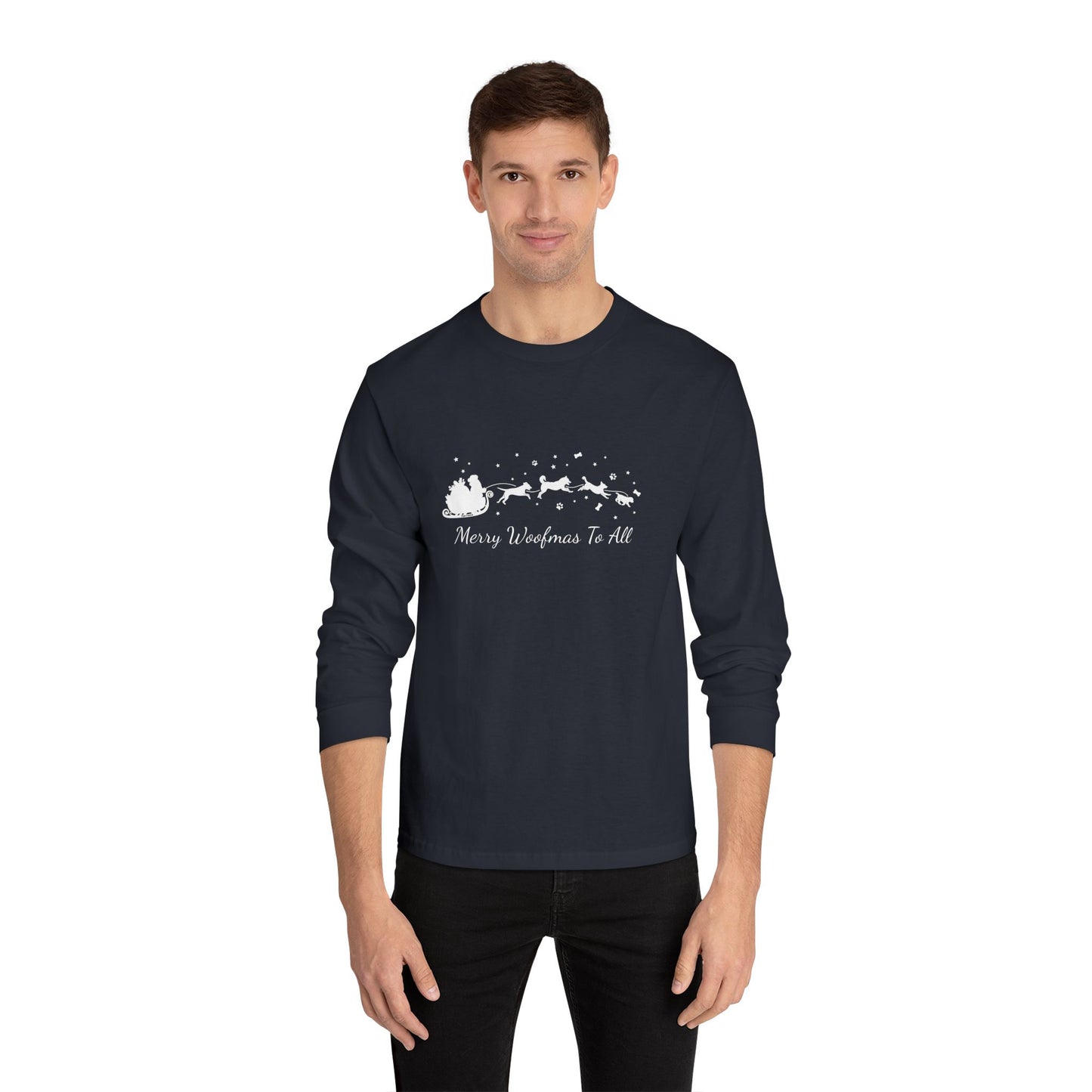 Christmas Dog Sleigh Unisex Long Sleeve Tee