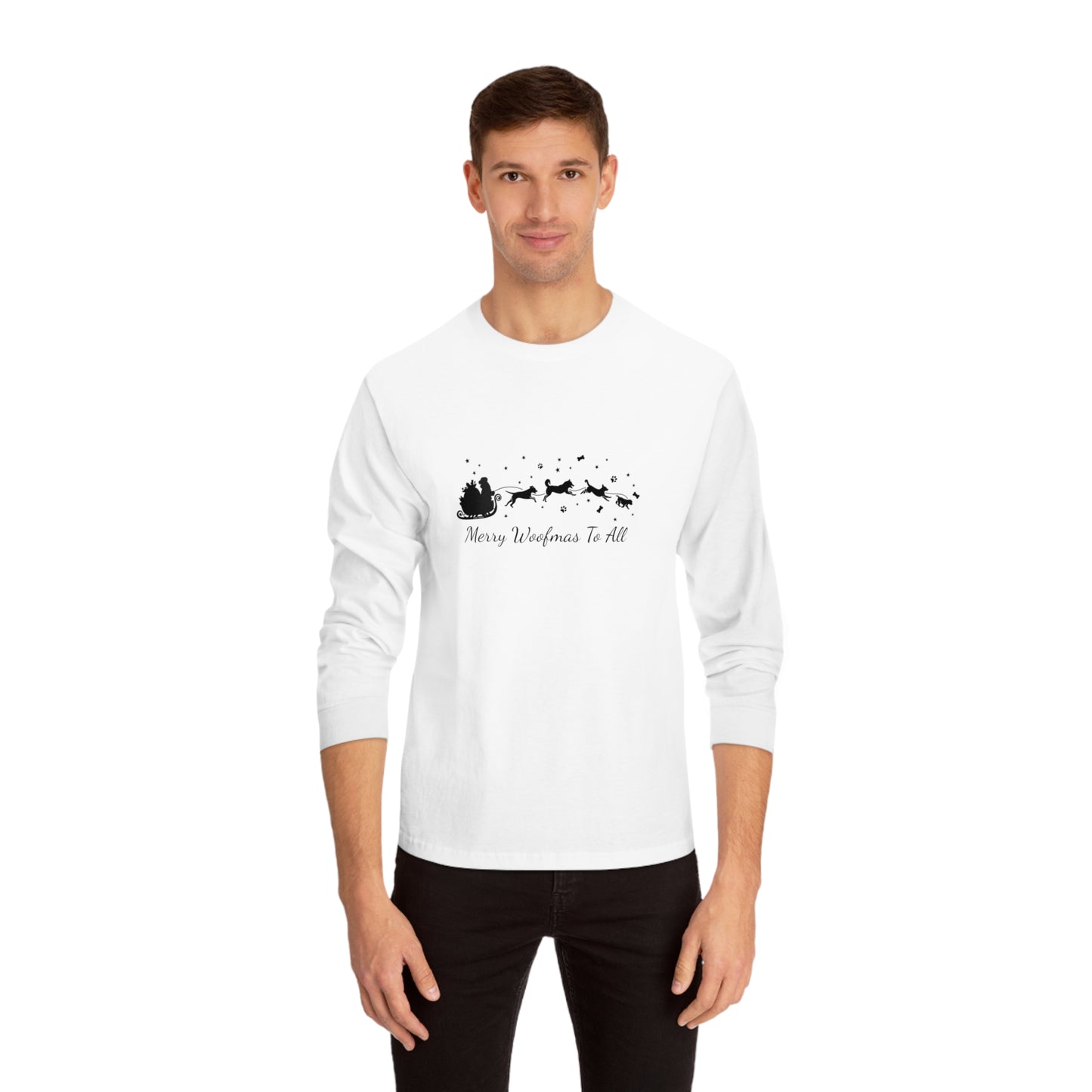 Christmas Dog Sleigh Unisex Long Sleeve Tee