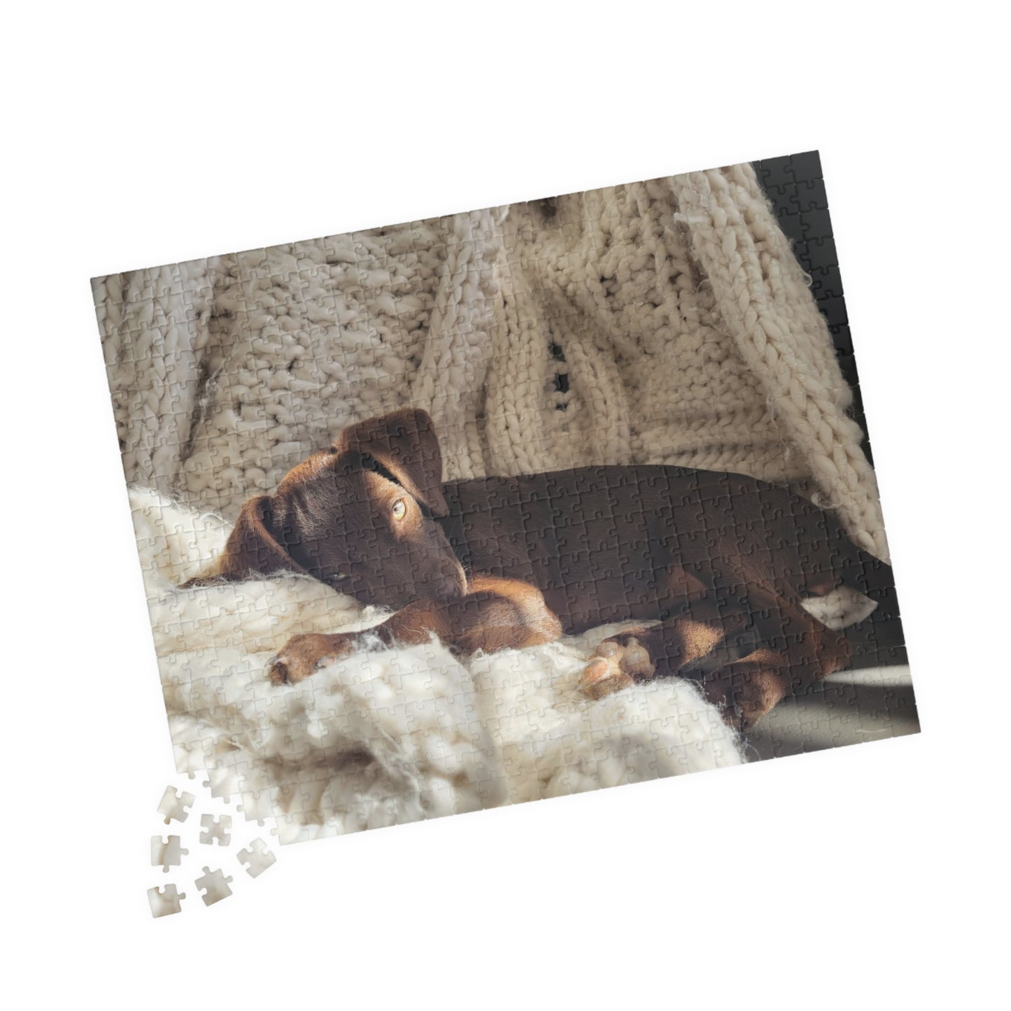 Cozy Puppy Nap Jigsaw Puzzle — Photo Puzzle (110/252/520/1014 pcs)