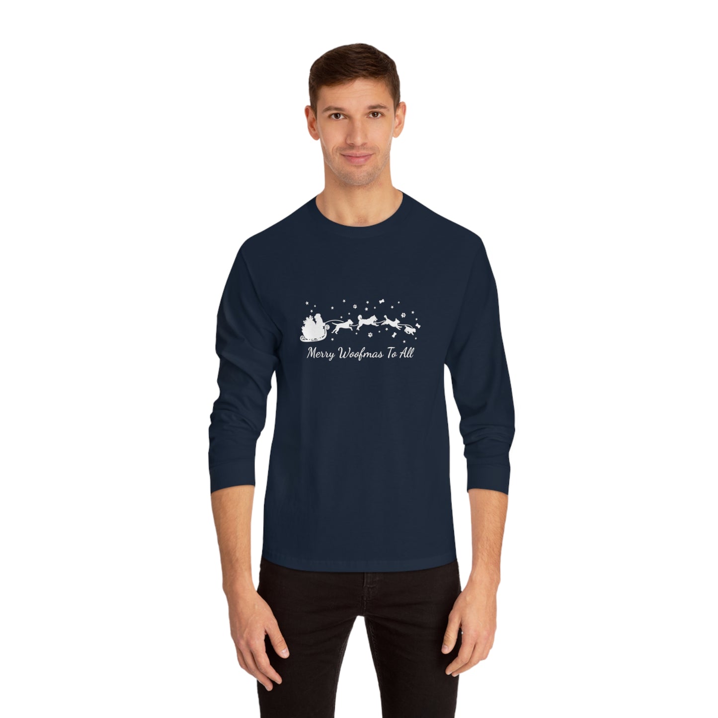 Christmas Dog Sleigh Unisex Long Sleeve Tee