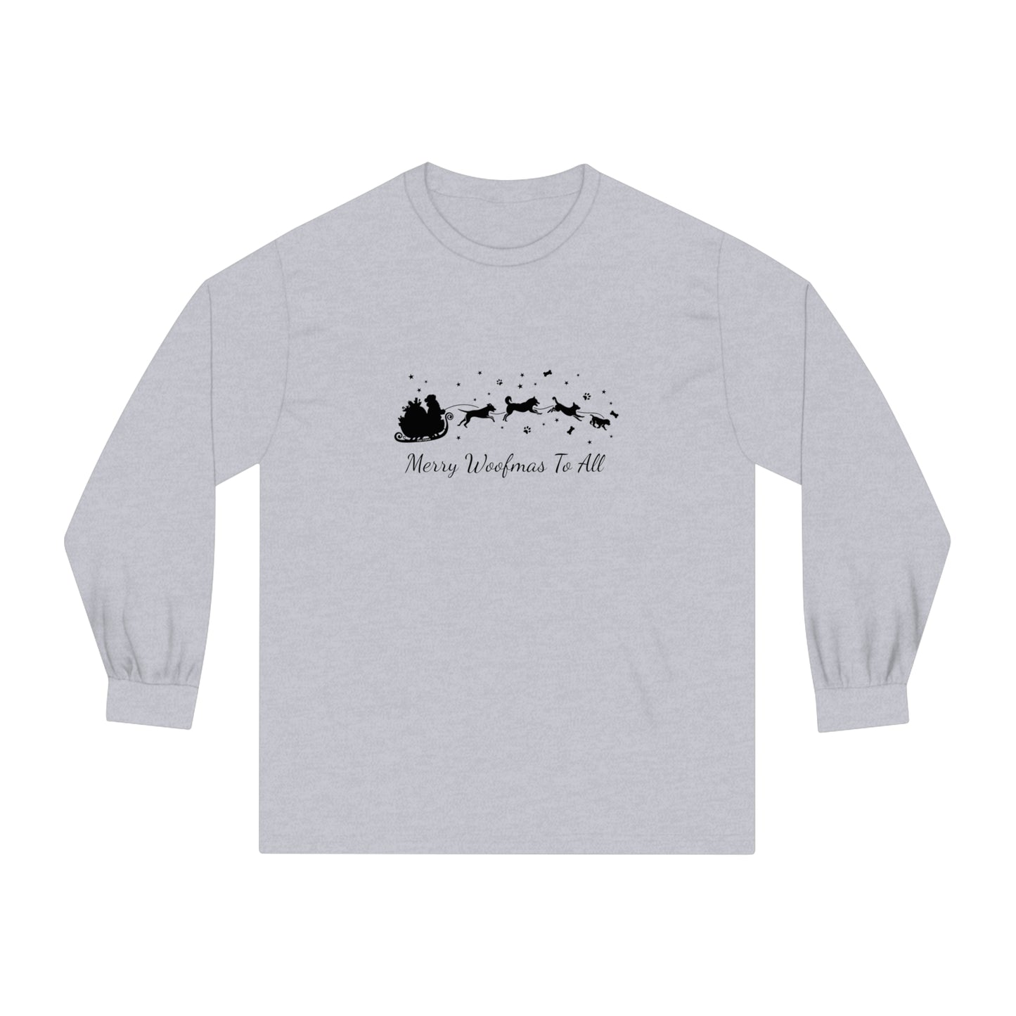 Christmas Dog Sleigh Unisex Long Sleeve Tee