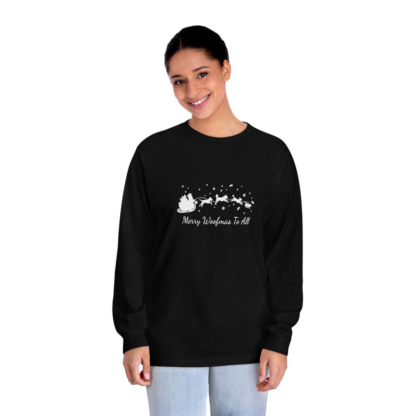 Christmas Dog Sleigh Unisex Long Sleeve Tee