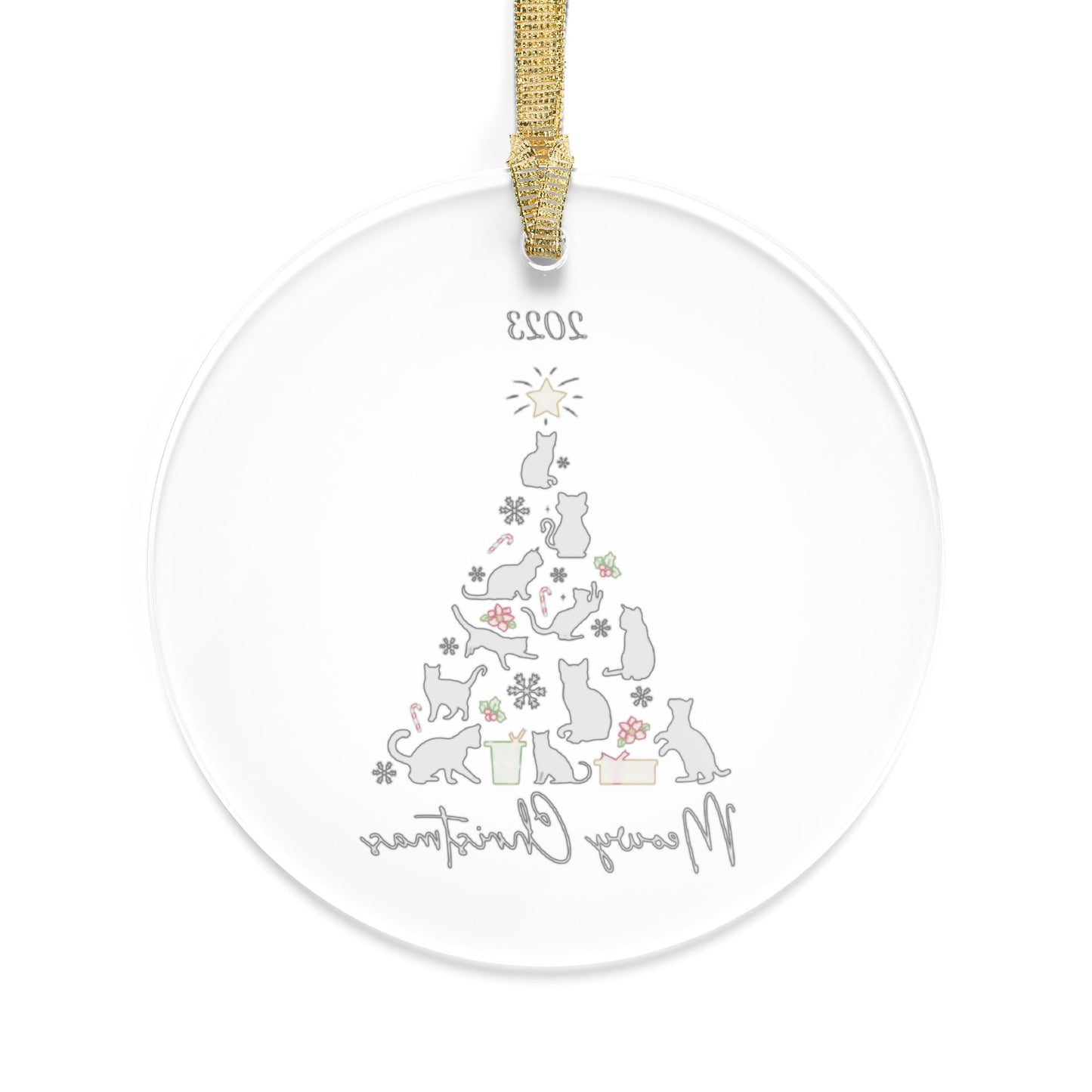 Meowy Christmas 2023 Clear Acrylic Ornament