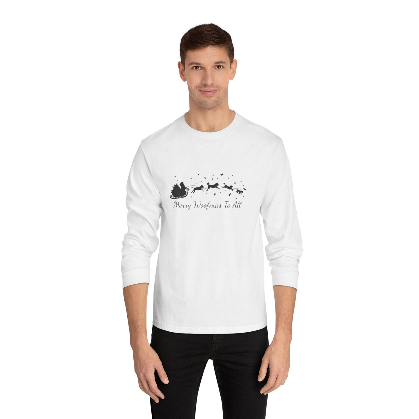 Christmas Dog Sleigh Unisex Long Sleeve Tee