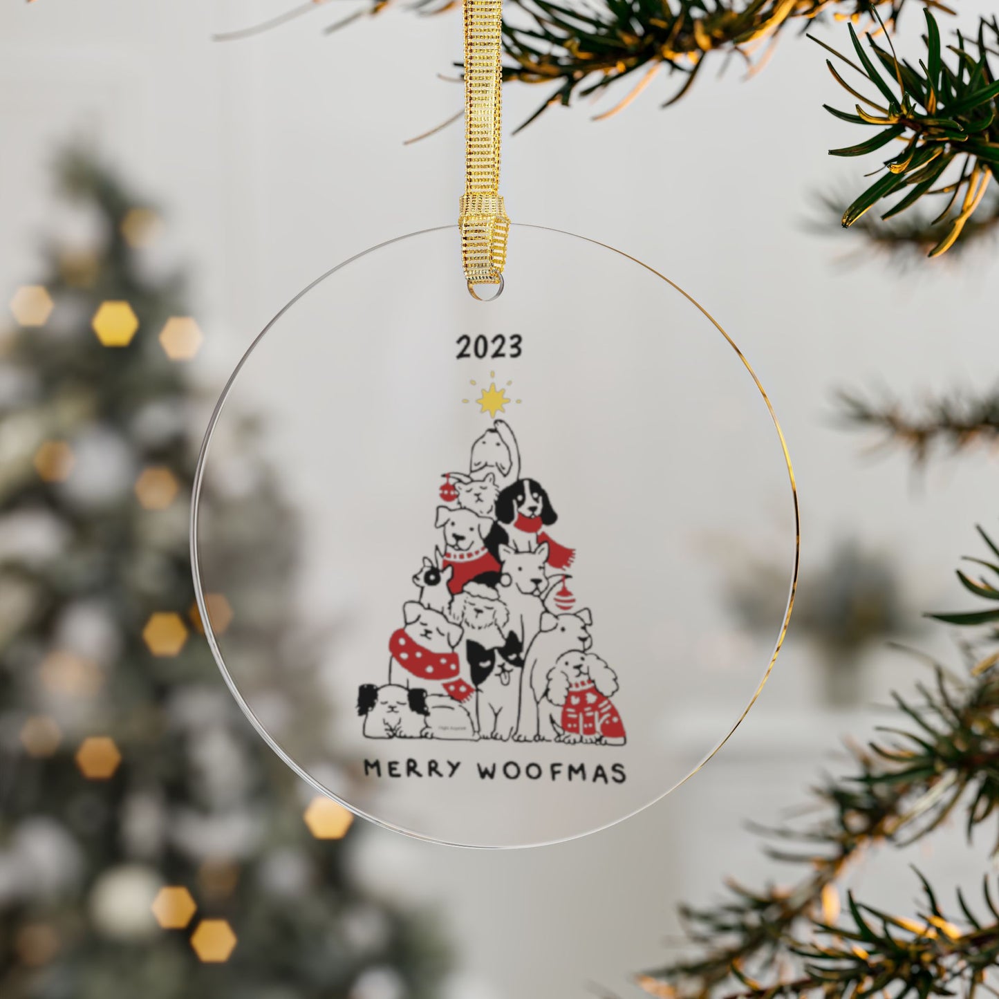 Copy of Paw Christmas Tree 2023 Clear Acrylic Ornament