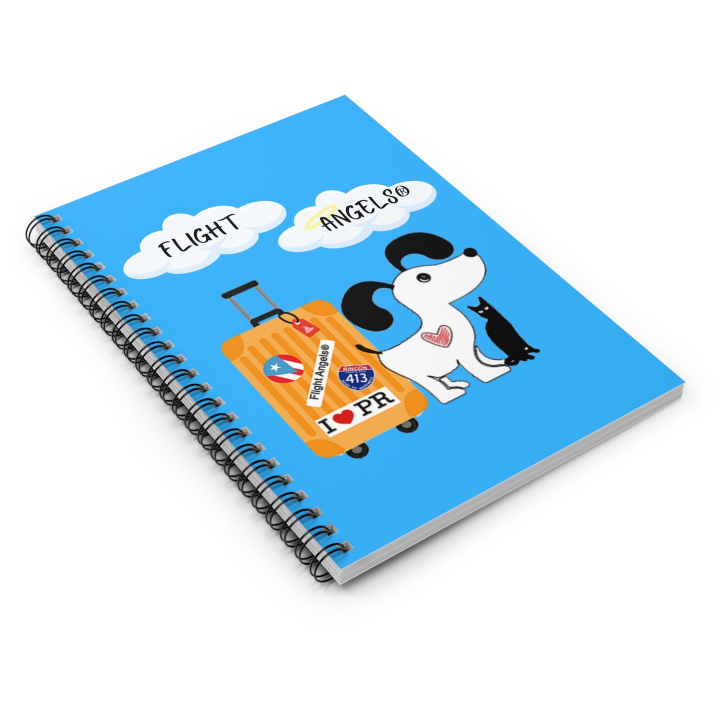 Flight Angels Travel Notebook — Cute Dog & Cat Luggage Spiral Journal (I  PR)