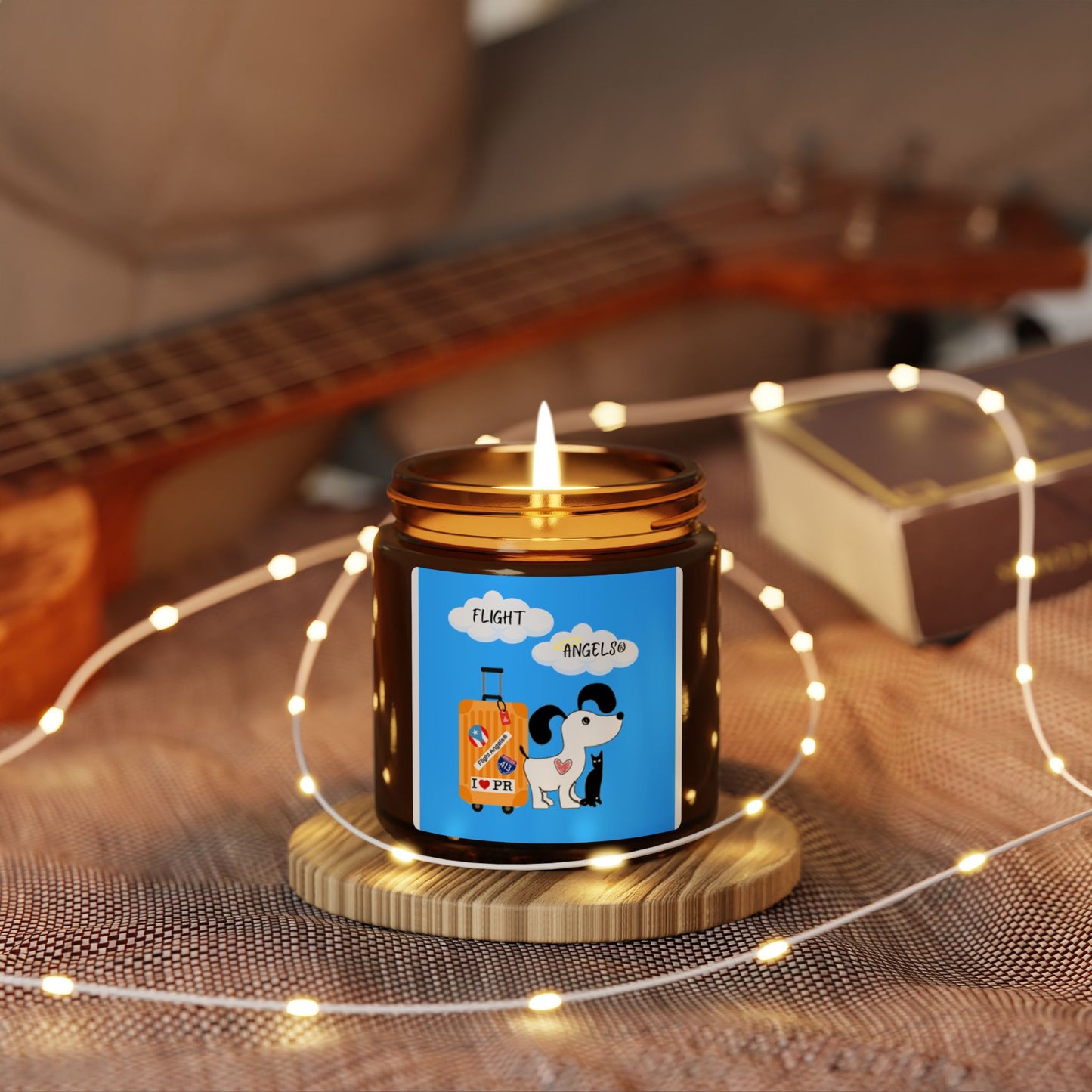 Flight Angels Soy Candle — Amber Jar Travel Dog Design
