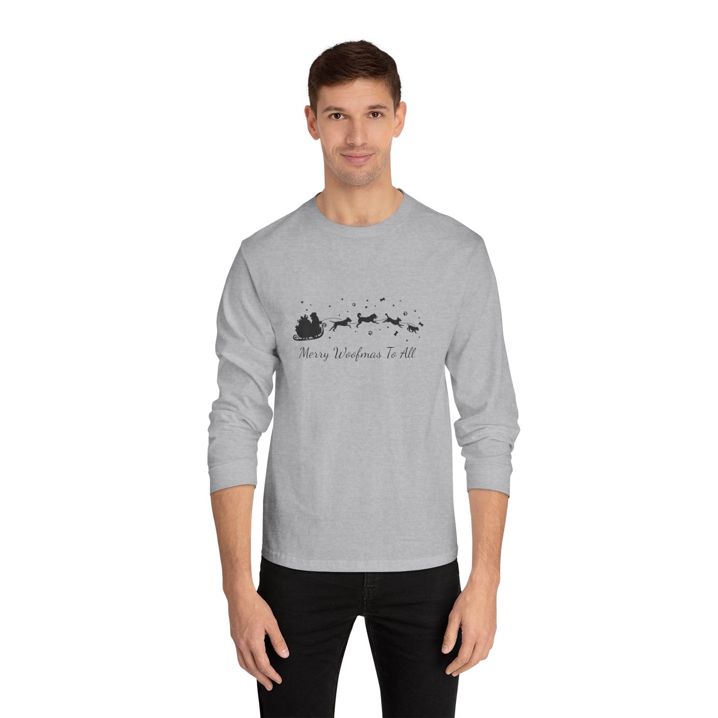 Christmas Dog Sleigh Unisex Long Sleeve Tee