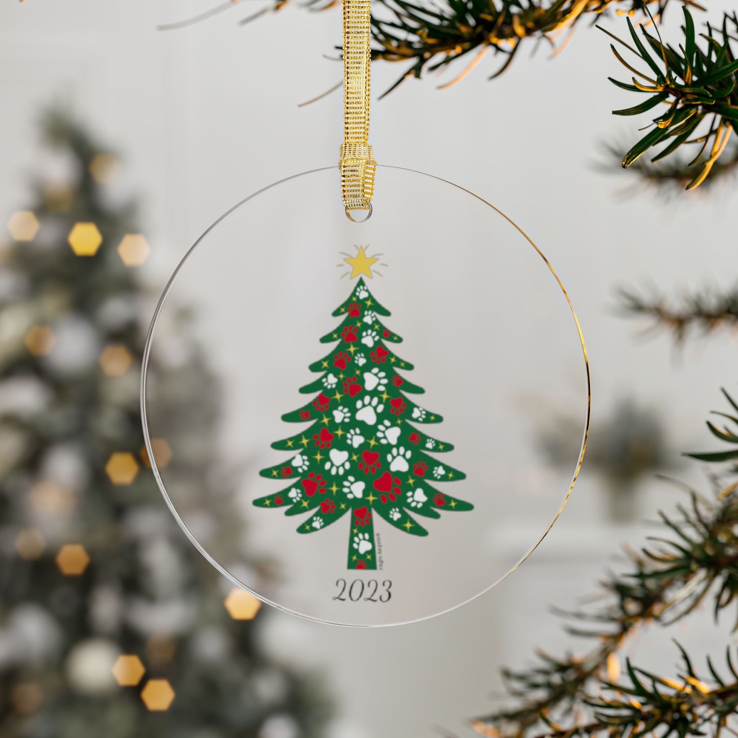 Paw Christmas Tree 2023 Clear Acrylic Ornament