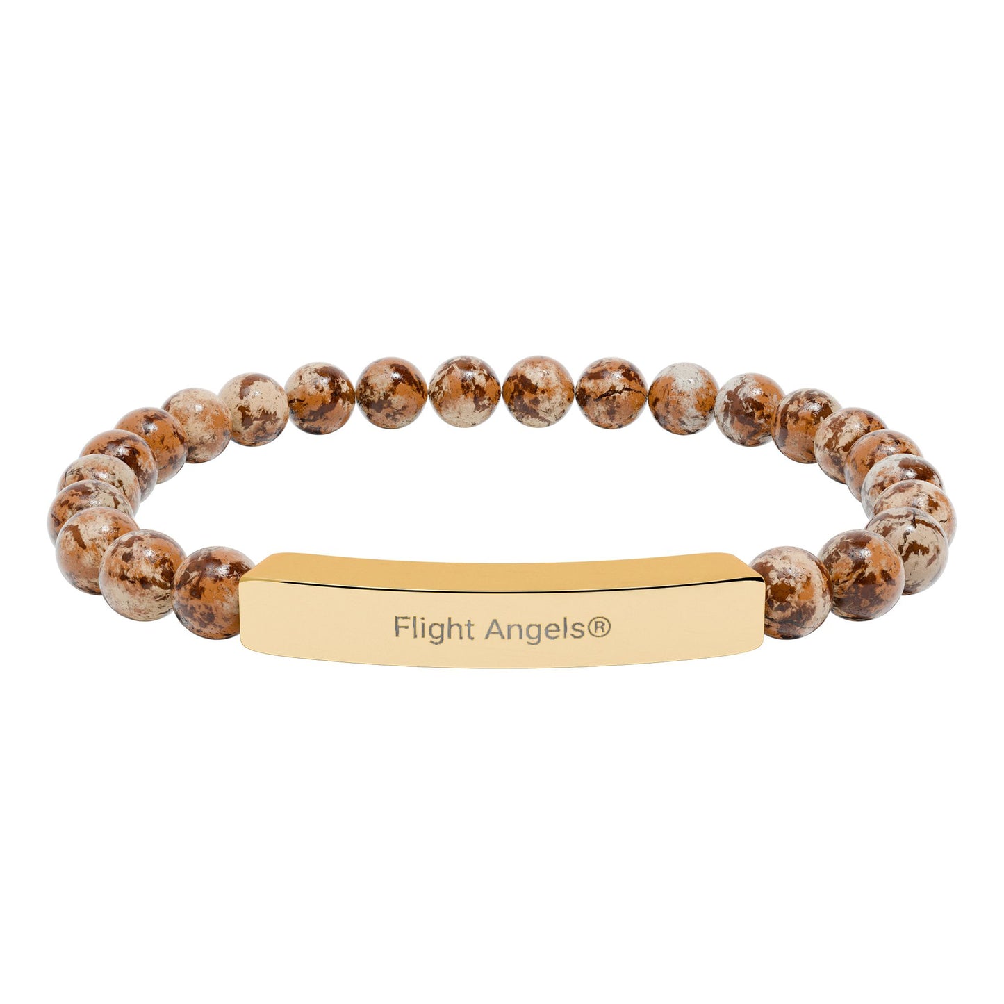 Engravable Natural Stone Bead Bracelet — Personalized Bar Stretch Bracelet