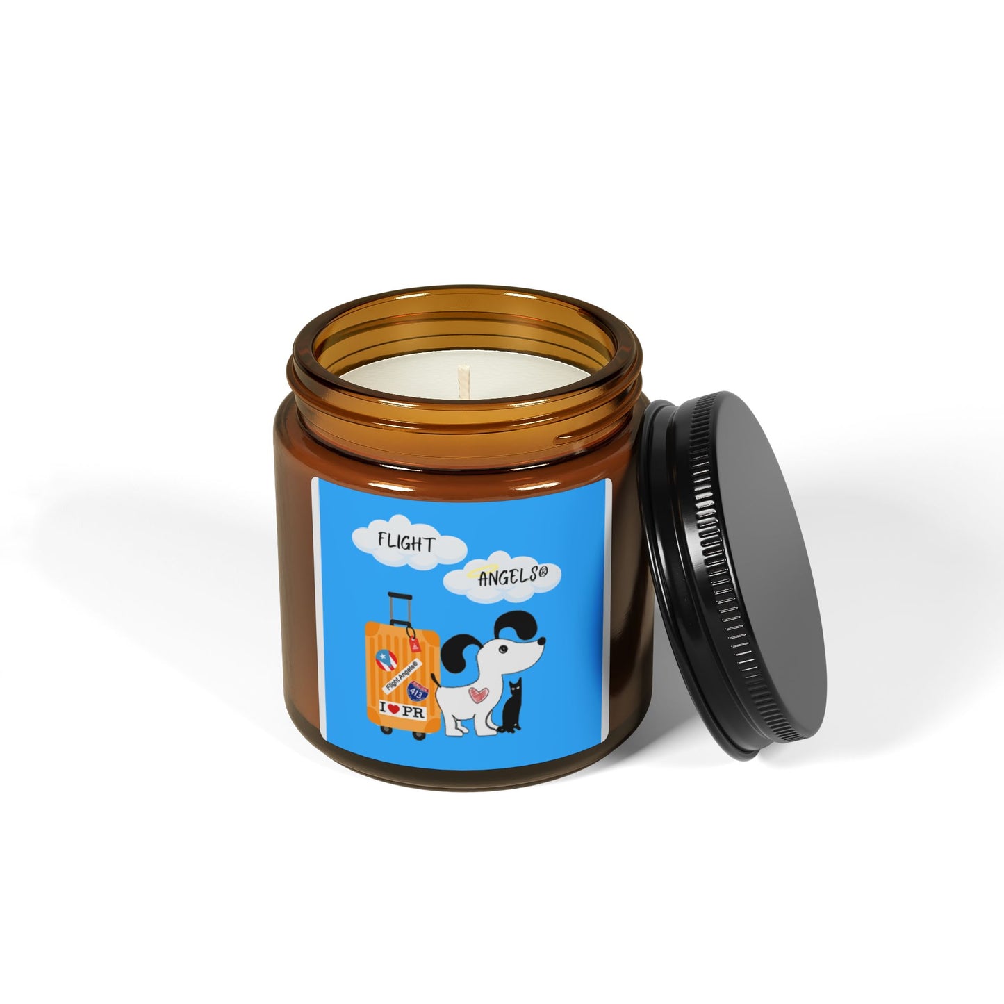 Flight Angels Soy Candle — Amber Jar Travel Dog Design