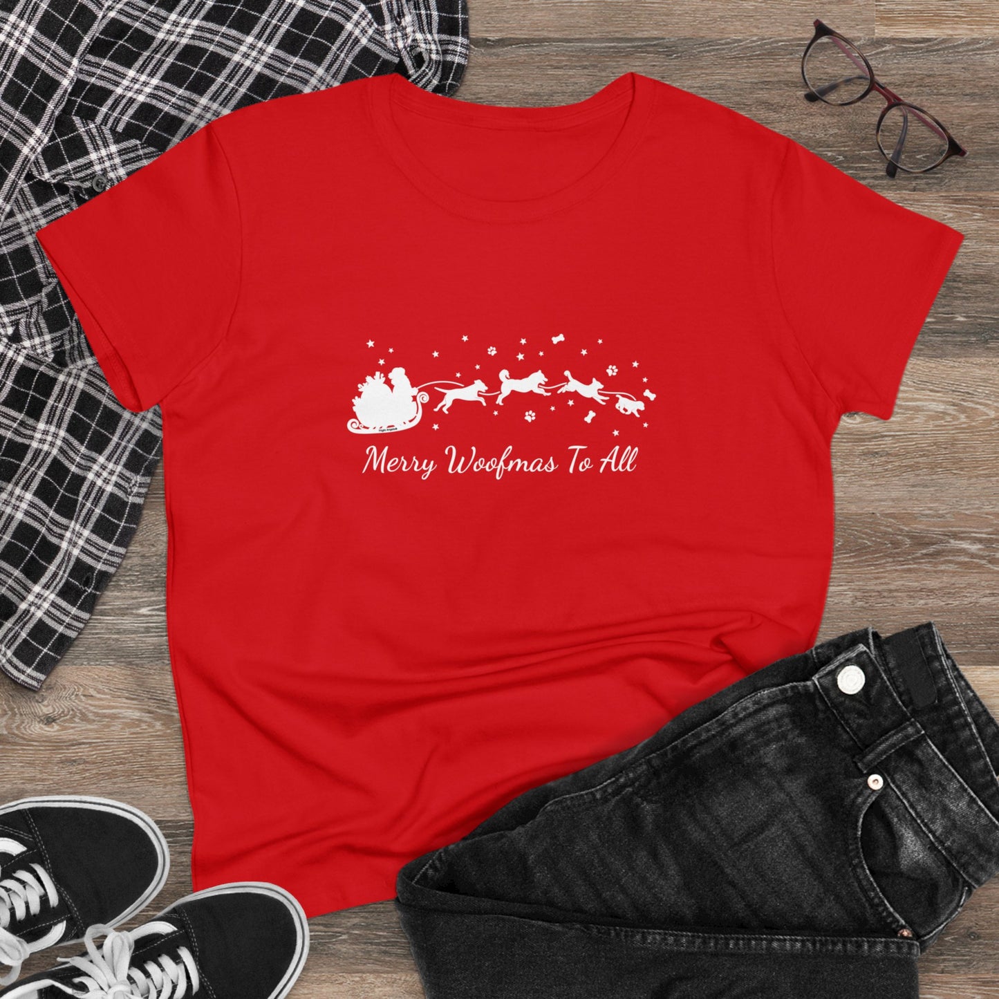 Christmas Dog Sleigh Women's Tee