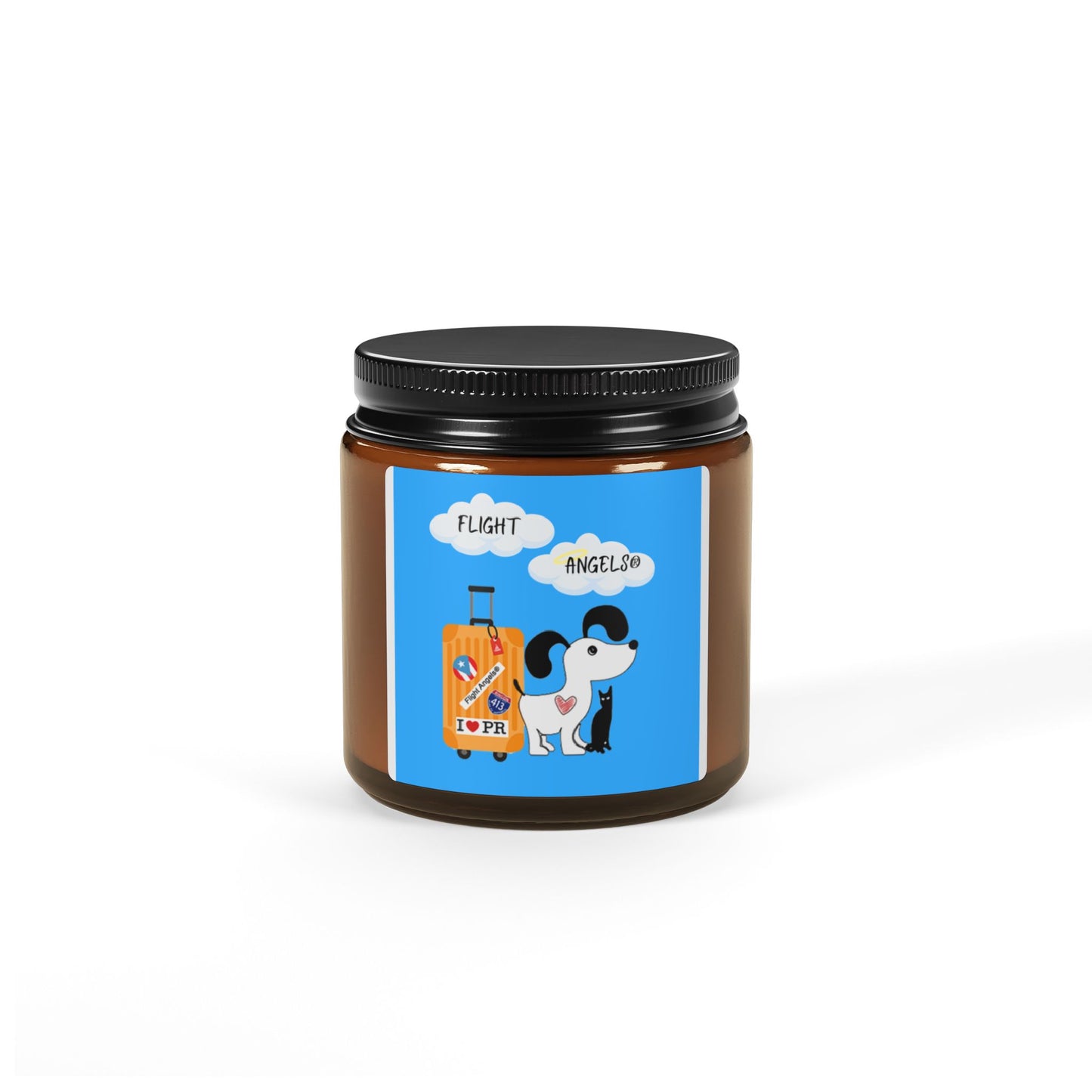 Flight Angels Soy Candle — Amber Jar Travel Dog Design