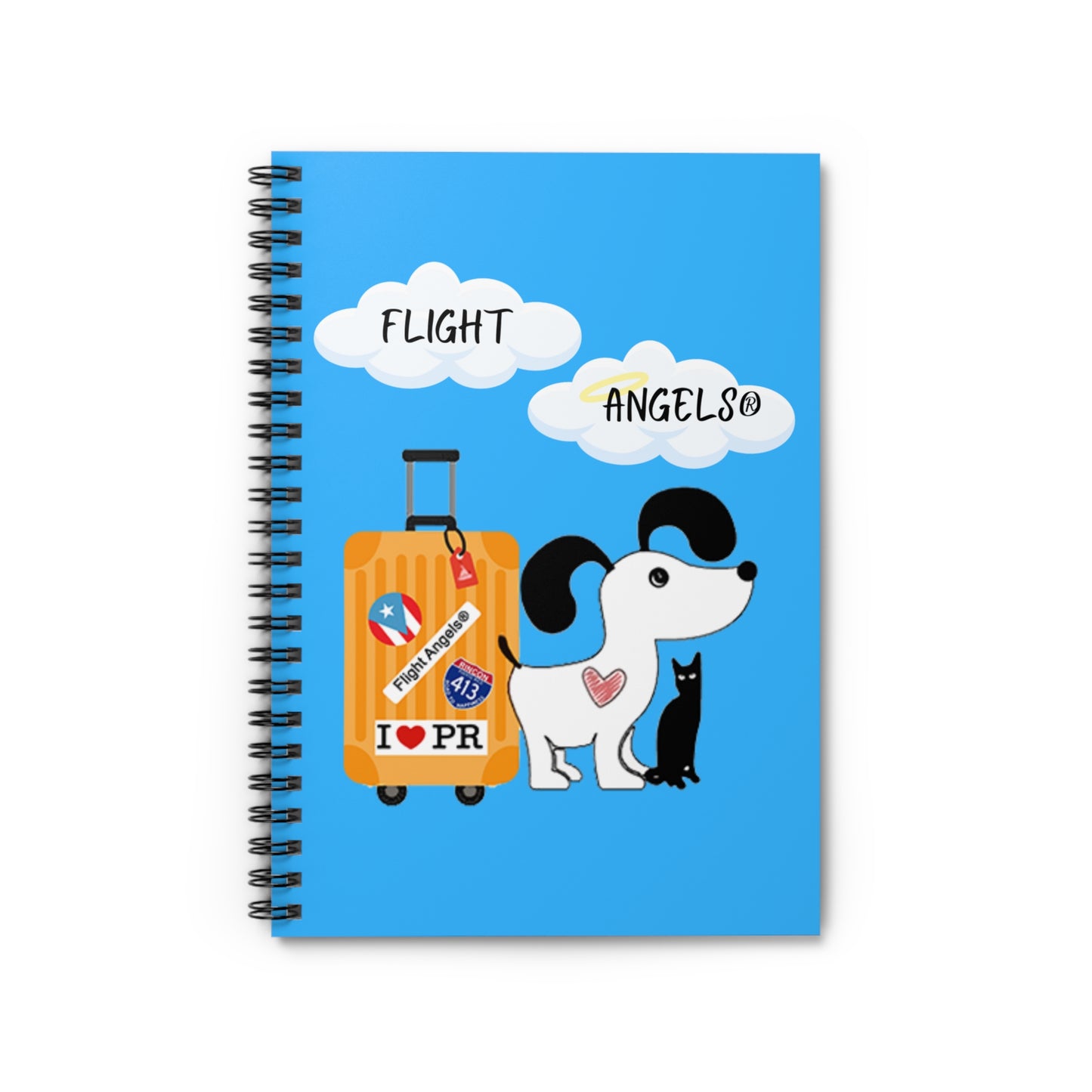 Flight Angels Travel Notebook — Cute Dog & Cat Luggage Spiral Journal (I  PR)