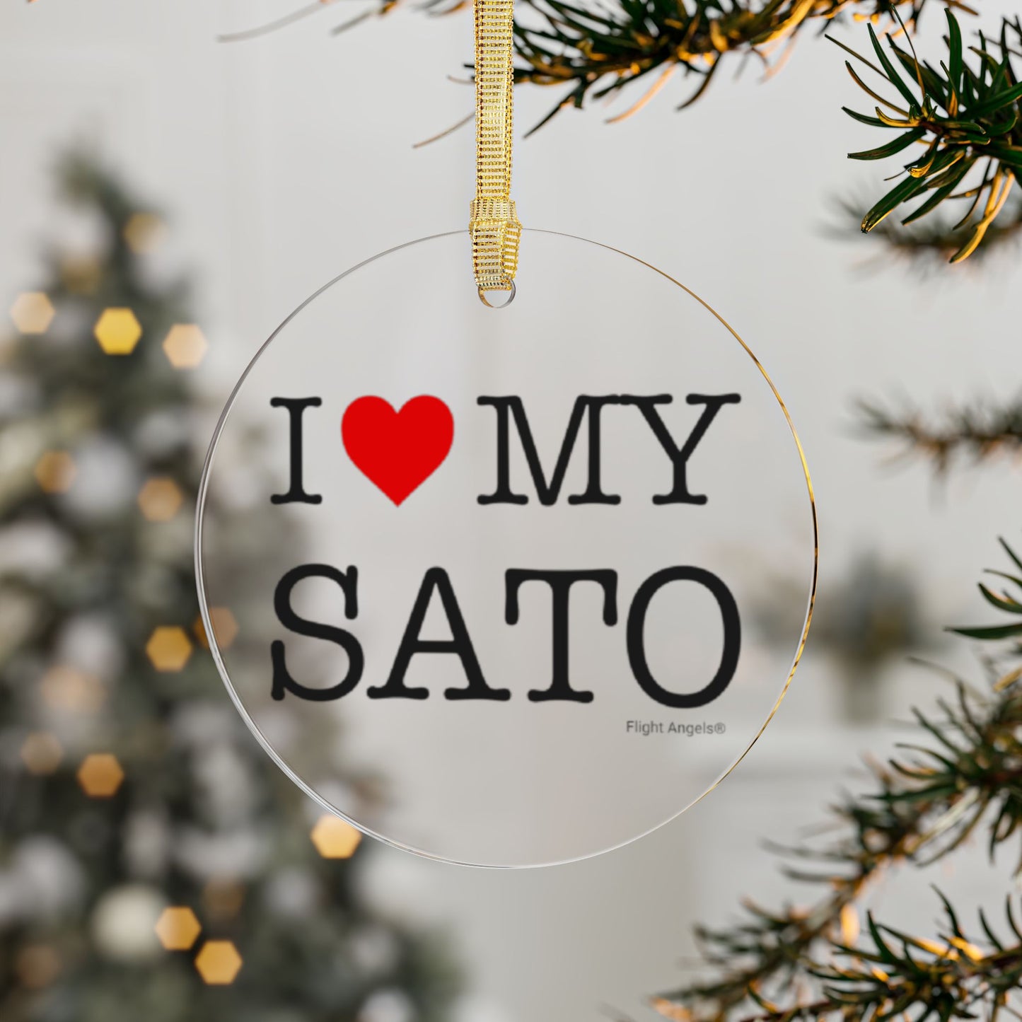 I Love My Sato Clear Acrylic Ornament