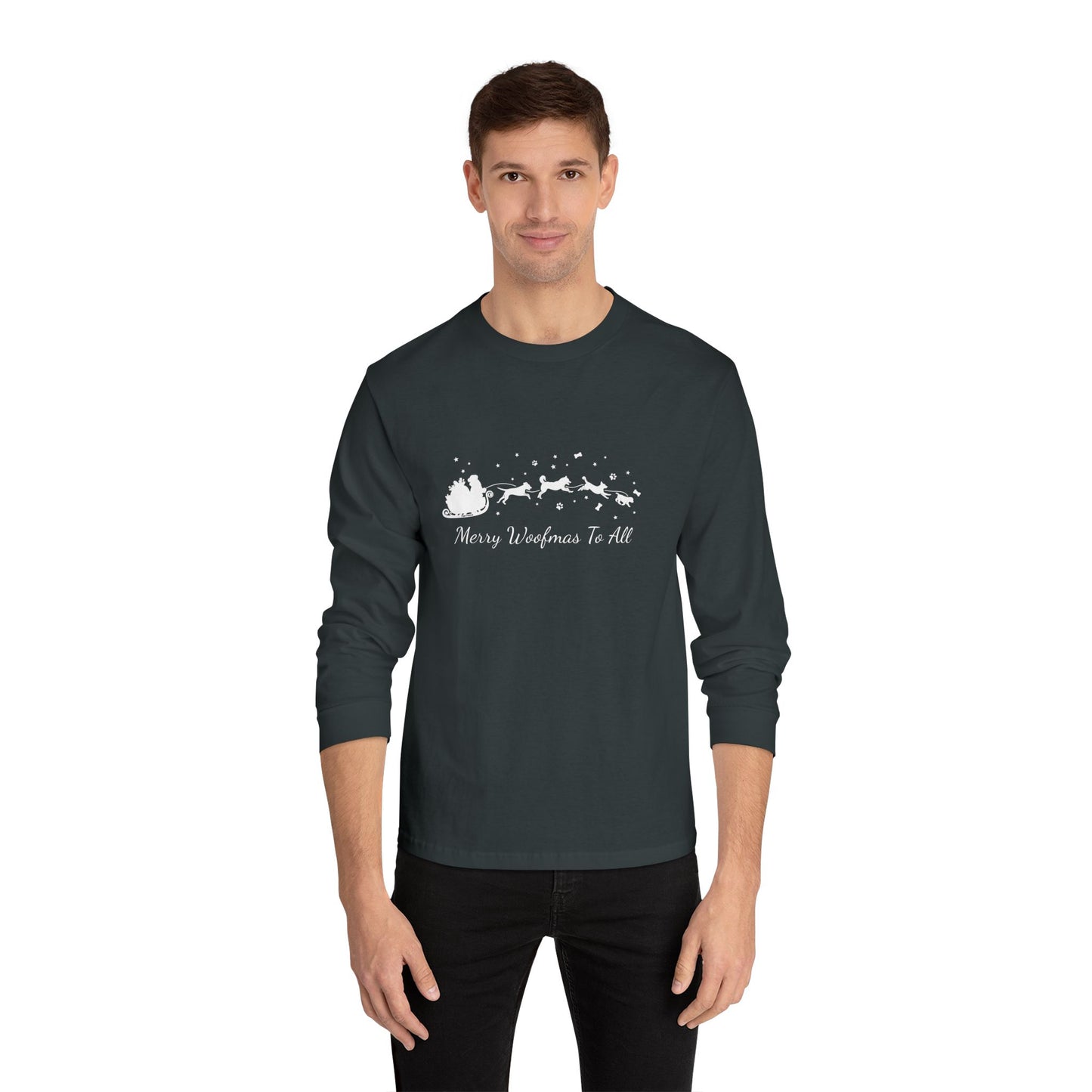 Christmas Dog Sleigh Unisex Long Sleeve Tee