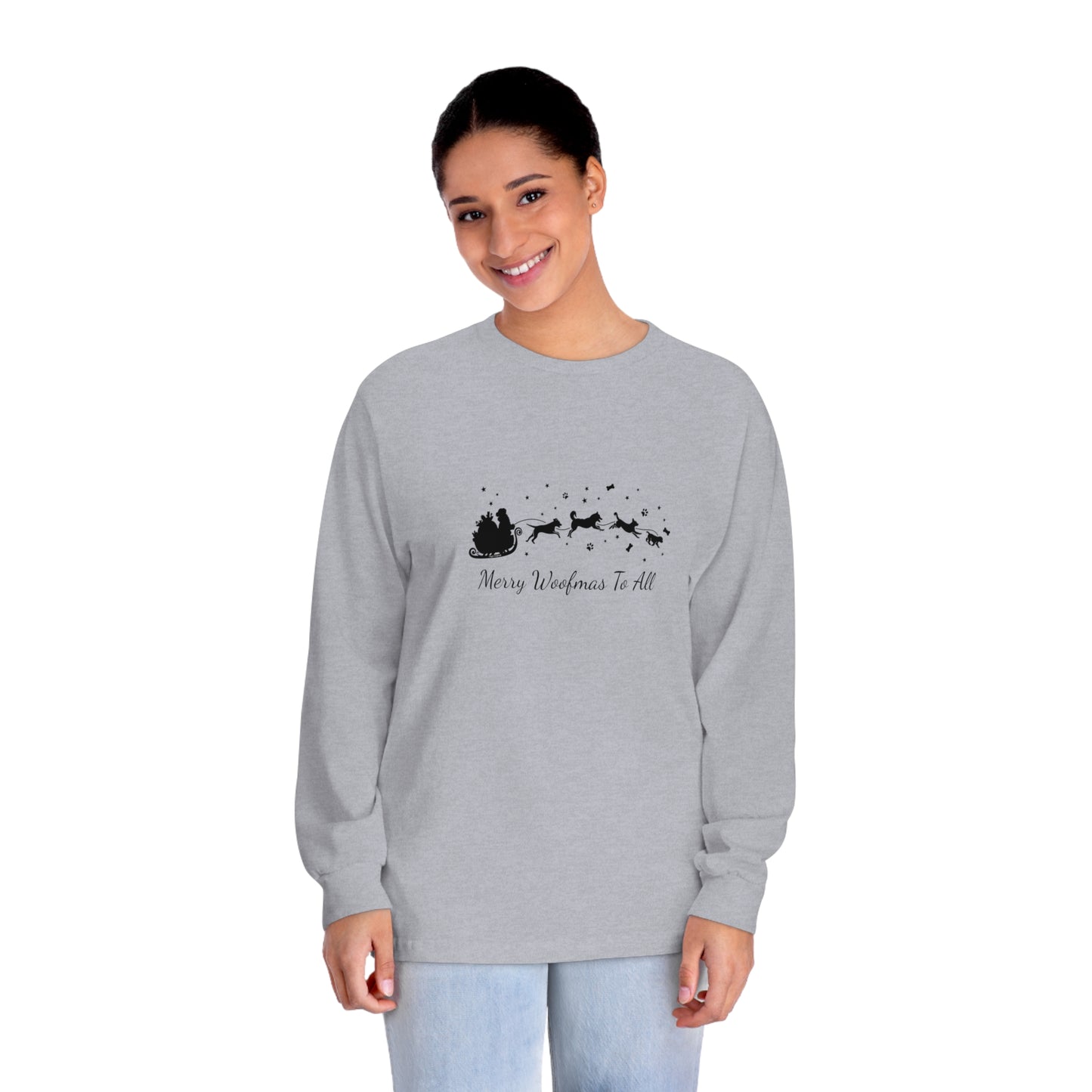 Christmas Dog Sleigh Unisex Long Sleeve Tee