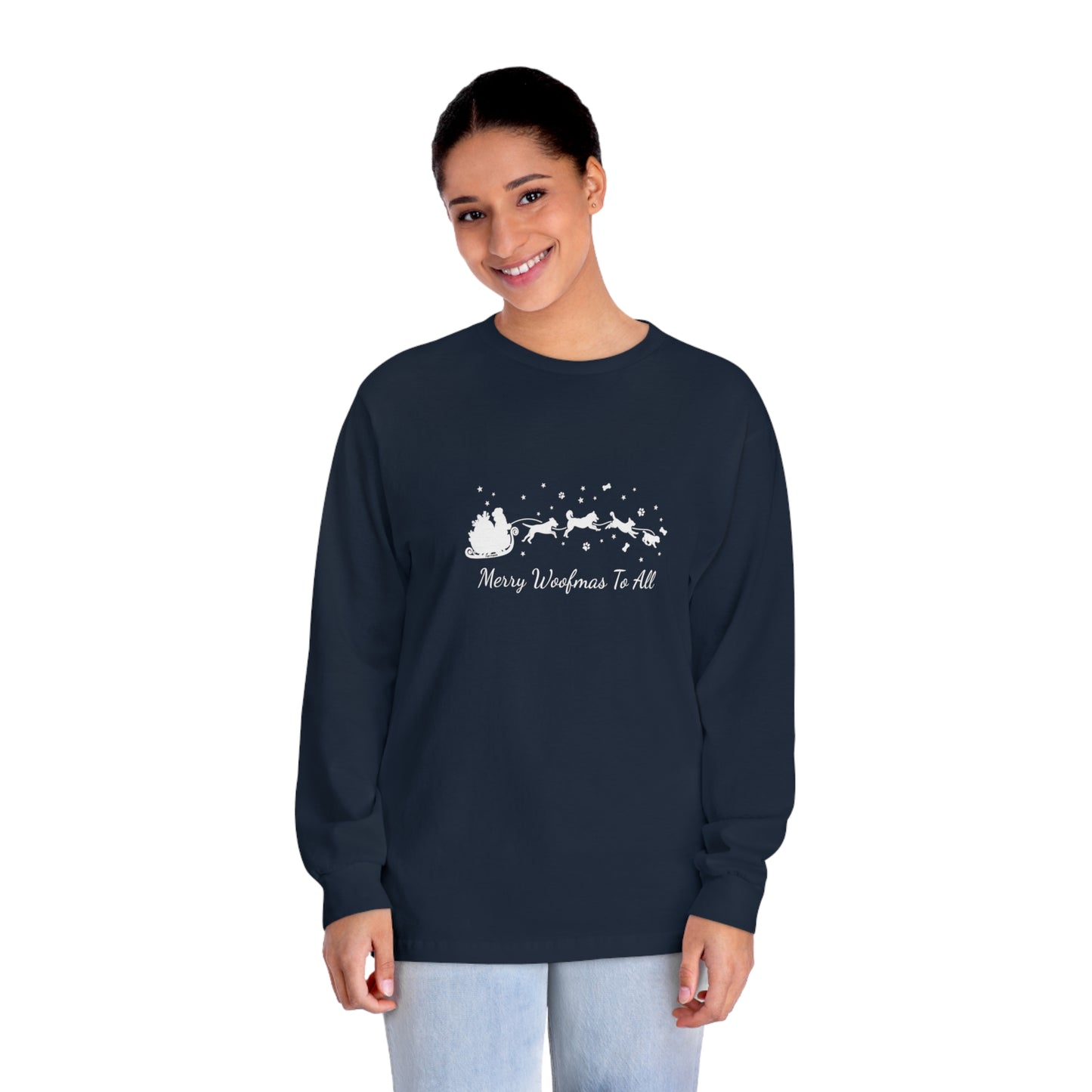 Christmas Dog Sleigh Unisex Long Sleeve Tee