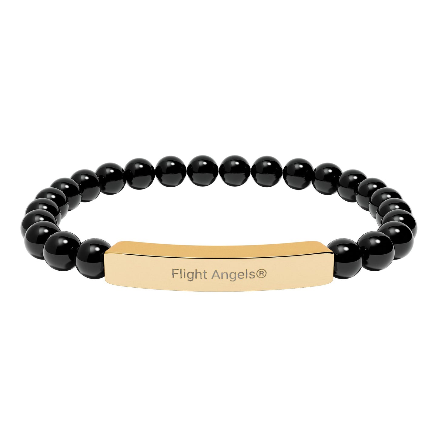 Engravable Natural Stone Bead Bracelet — Personalized Bar Stretch Bracelet