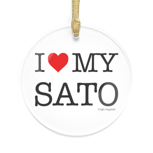 I Love My Sato Clear Acrylic Ornament