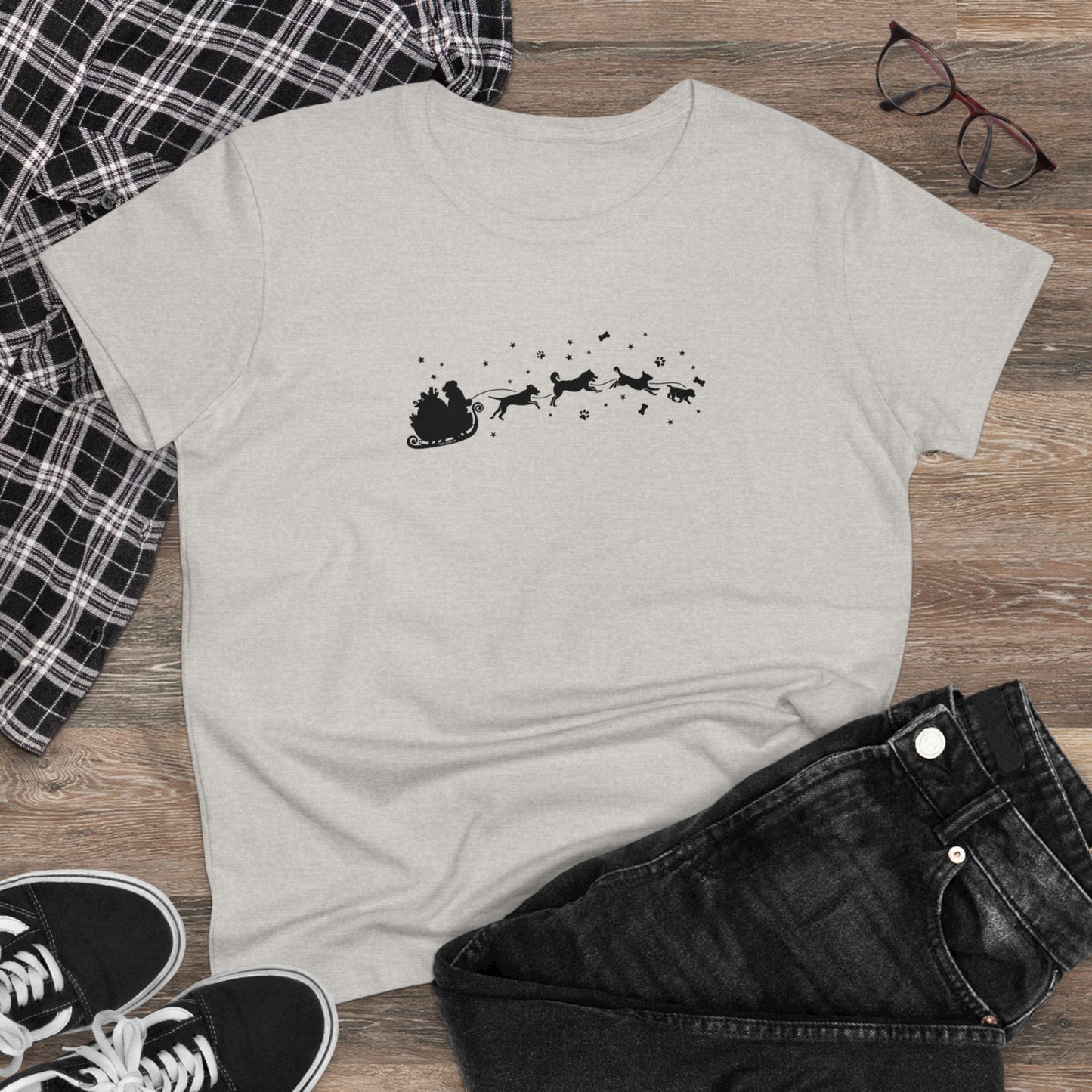 Christmas Dog Sleigh Women's Tee