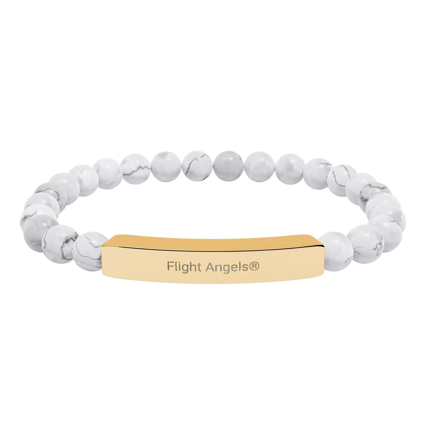 Engravable Natural Stone Bead Bracelet — Personalized Bar Stretch Bracelet
