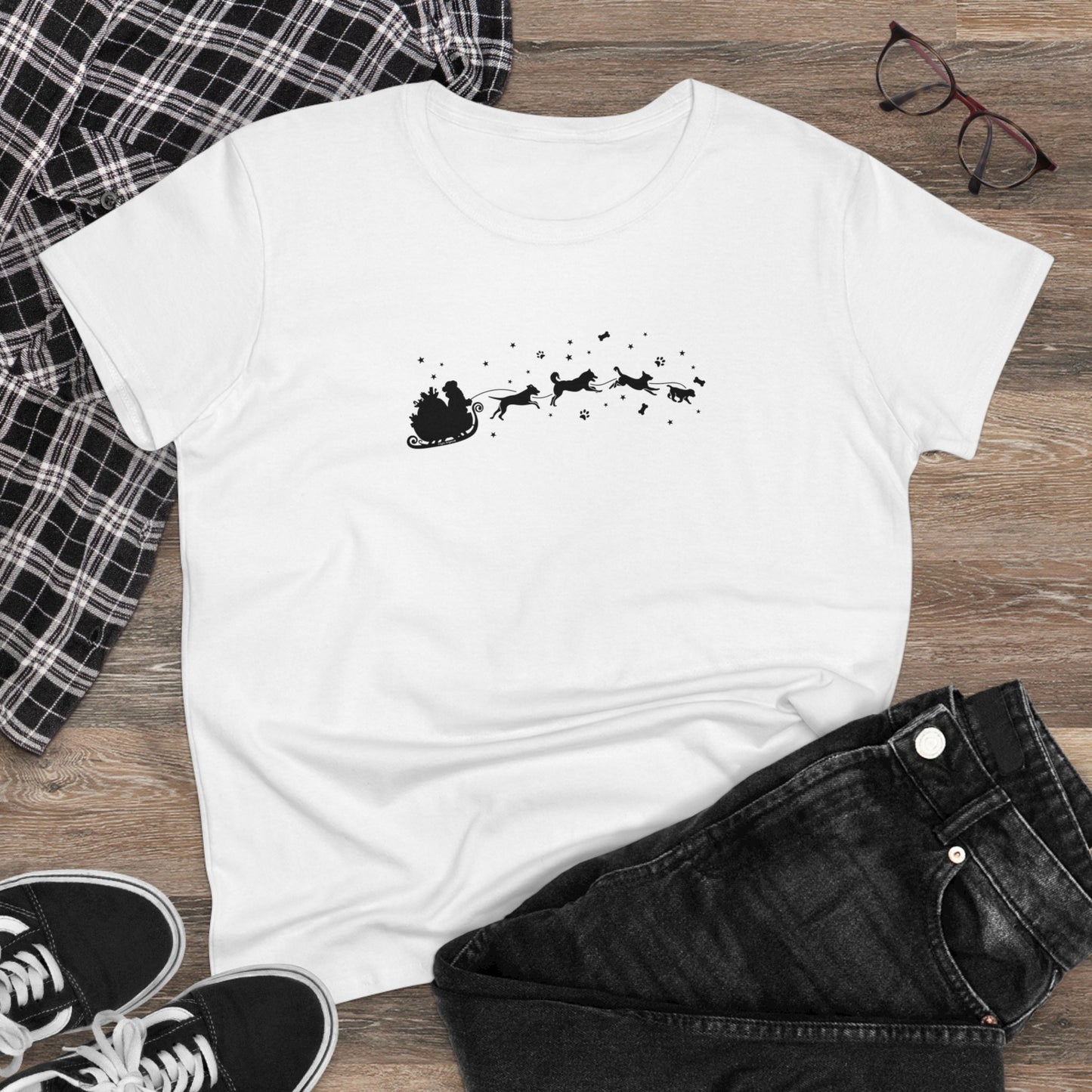 Christmas Dog Sleigh Women's Tee