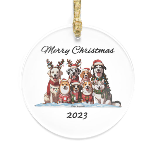 Dog Christmas 2023 Clear Acrylic Ornament