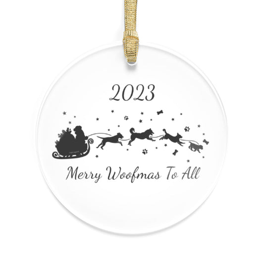 Dog Sleigh 2023 Clear Acrylic Ornament