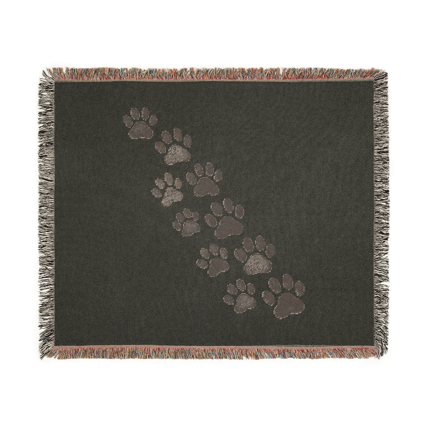 Paw Print Woven Blanket – Cozy Pet Paw Track Throw for Dog & Cat Lovers