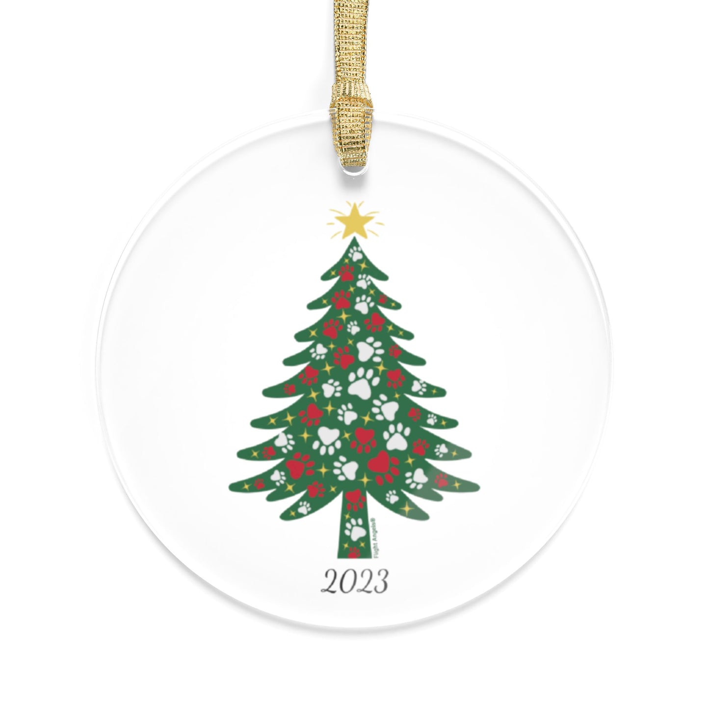 Paw Christmas Tree 2023 Clear Acrylic Ornament