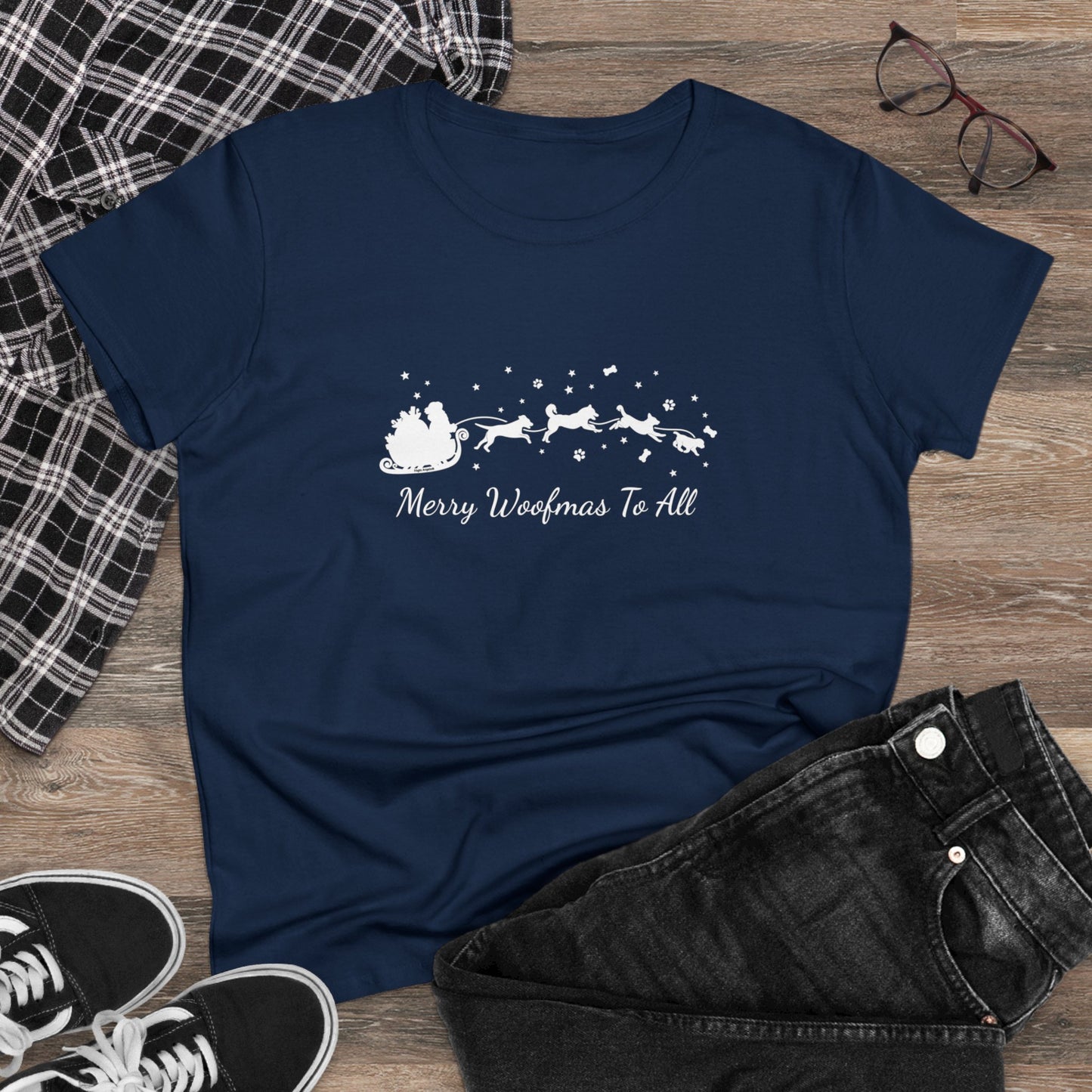 Christmas Dog Sleigh Women's Tee