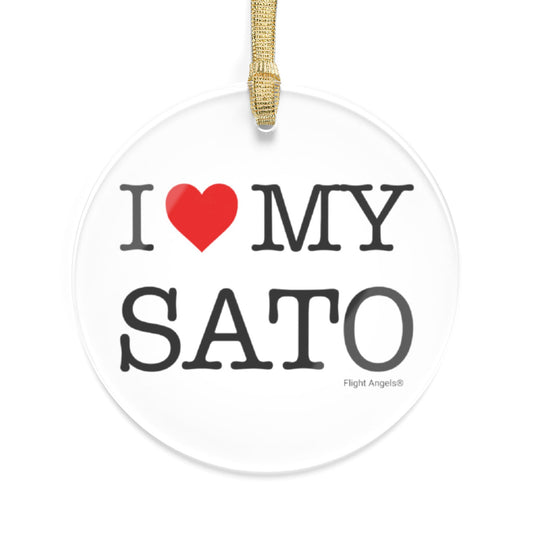 I Love My Sato Clear Acrylic Ornament